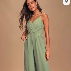 Lulus ‘call for me’ sage faux wrap jumpsuit
